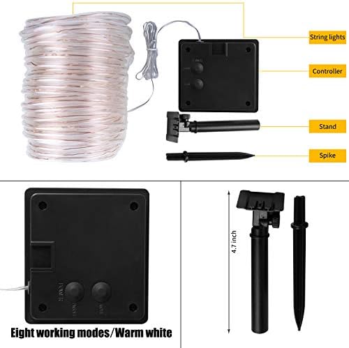 Brightown Solar Rope Lights, 39FT 100LED Outdoor - Image 5