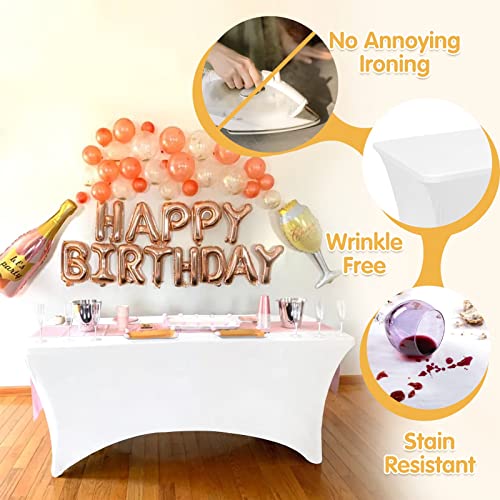 BRILLMAX 6 Pack White Fitted Spandex Table Covers - Image 3
