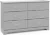 STORKCRAFT Brookside 6 Drawer Double Dresser (Pebble Gray)