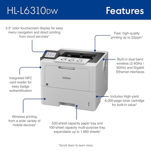 Brother HL-L6310DW Monochrome Laser Printer With Wireless Networking - Image 2