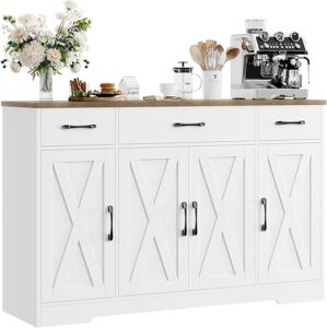 HOSTACK Buffet Cabinet With Drawers, 55″ Large Sideboard