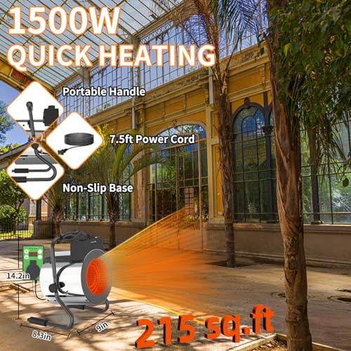 Buyplus Greenhouse Heater With Digital Thermostat, 1500W - Image 2