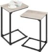 Nandae C Shaped End Table Set, Metal Frame