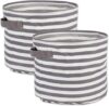 DII Cabana Stripe Laundry Hamper Set, Gray