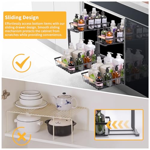 Cajmols Under Sink Organizer, 2 Pack Adjustable - Image 2
