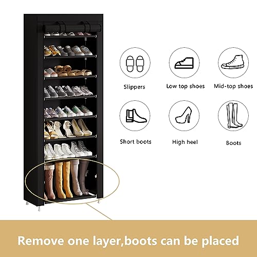 Calmootey 9 Tier Shoe Rack Organizer, Black - Image 5