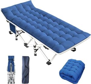 GETOVIN Camping Cot With Thick Pad, 450LBS Max Load