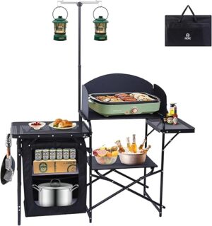 Nice C Camping Kitchen Station With Light Stand