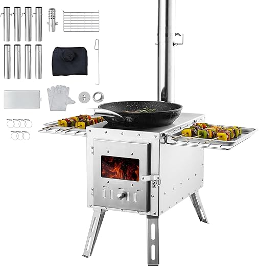 VEVOR Camping Wood Stove With Chimney Pipes
