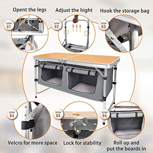 CampLand Folding Aluminum Table With Storage - Image 4