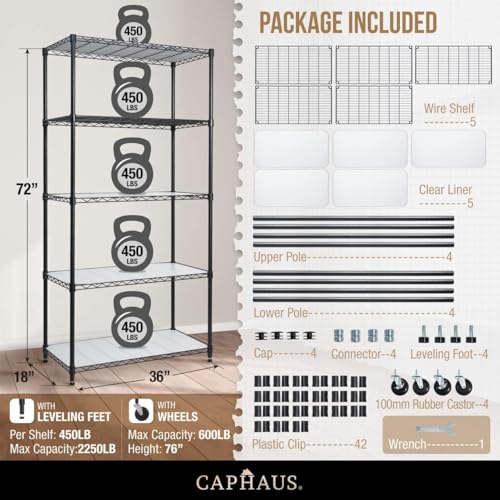 CAPHAUS Commercial Grade Wire Shelving With Wheels - Image 3