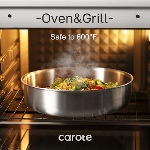 CAROTE 12pcs Stainless Steel Cookware Set With Detachable Handle - Image 4
