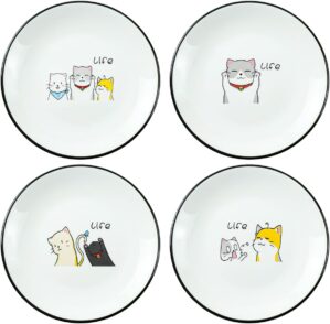 SOCOSY Cartoon Cat Ceramic Sauce Dish, 6 Inch