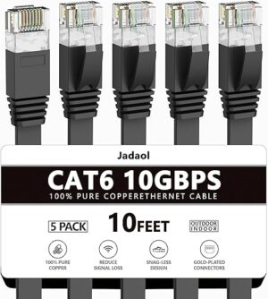 Jadaol Cat 6 Ethernet Cable 10ft 5Pack