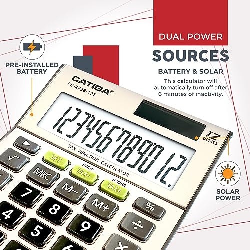 CATIGA Desktop 12-Digit Dual Power Calculator - Image 3