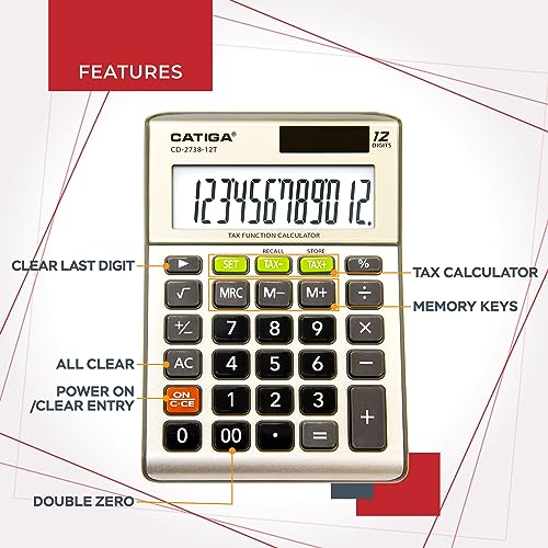 CATIGA Desktop 12-Digit Dual Power Calculator - Image 2