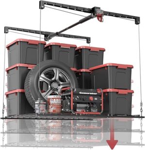 KOKORACKER Ceiling Mounted Garage Storage Lift, 4×4 Ft