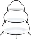 Elama Ceramic Condiment Appetizer Set, 3 Tier