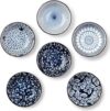 Eisinly Ceramic Dipping Bowls, Vintage Blue Design
