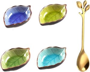 Winlauyet Ceramic Leaf-Shape Sauce Dishes Set