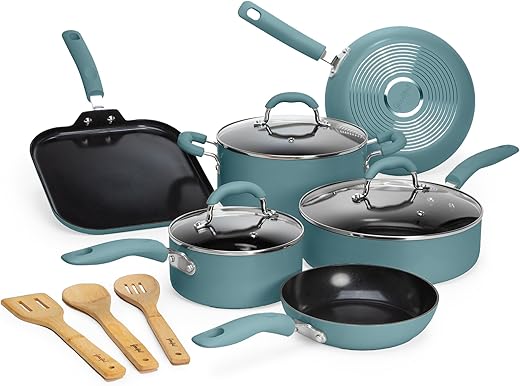 Goodful Ceramic Nonstick Pots And Pans Set, 12-Piece