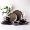 LERATIO Ceramic Stoneware Coupe Plates & Bowls Set