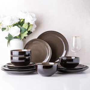 LERATIO Ceramic Stoneware Coupe Plates & Bowls Set