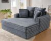 VanAcc Chaise Lounge Upholstered Sofa Bed, Grey