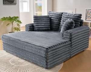 VanAcc Chaise Lounge Upholstered Sofa Bed, Grey