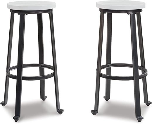 Signature Design by Ashley Challiman Industrial Pub Height Barstool, White