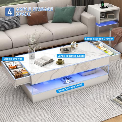 chartustriable 47-Inch LED Coffee Table With Drawers - Image 4