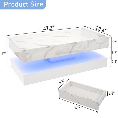 chartustriable 47-Inch LED Coffee Table With Drawers - Image 2