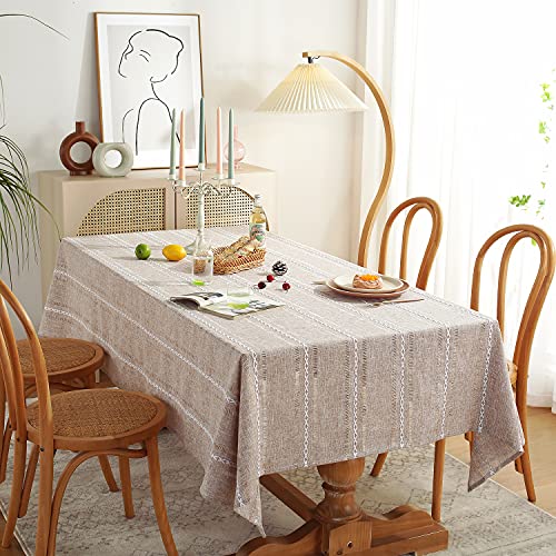 Chassic Farmhouse Linen Tablecloths, Light Coffee - Image 3