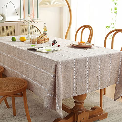 Chassic Farmhouse Linen Tablecloths, Light Coffee - Image 2