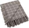 DII Checked Plaid Woven Throw, 50×60, Gray