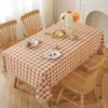 Alsoo Checkered Cotton Linen Tablecloth Orange