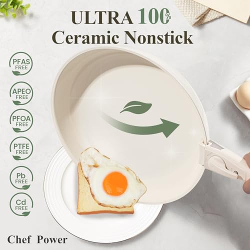 Chef Power Ceramic Nonstick Cookware Set, Removable Handle - Image 4