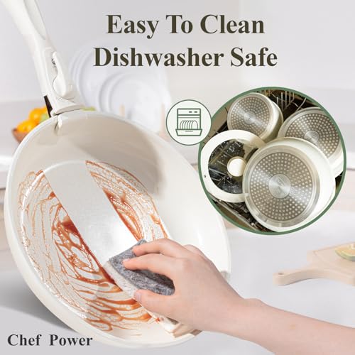 Chef Power Ceramic Nonstick Cookware Set, Removable Handle - Image 5