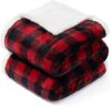 BEAUTEX Christmas Sherpa Fleece Throw Blanket, Red