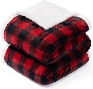BEAUTEX Christmas Sherpa Fleece Throw Blanket, Red