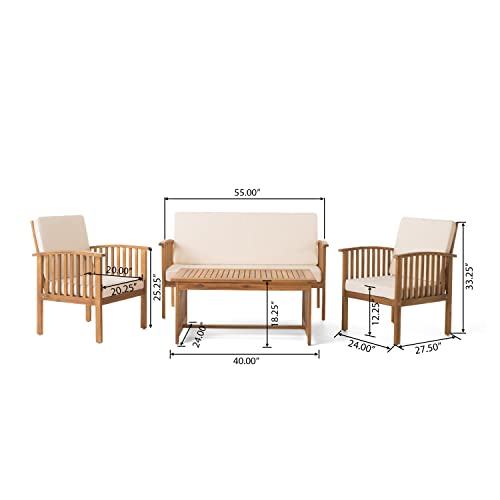 Christopher Knight Home Carolina Outdoor Acacia Sofa Set, 4-Pcs - Image 3