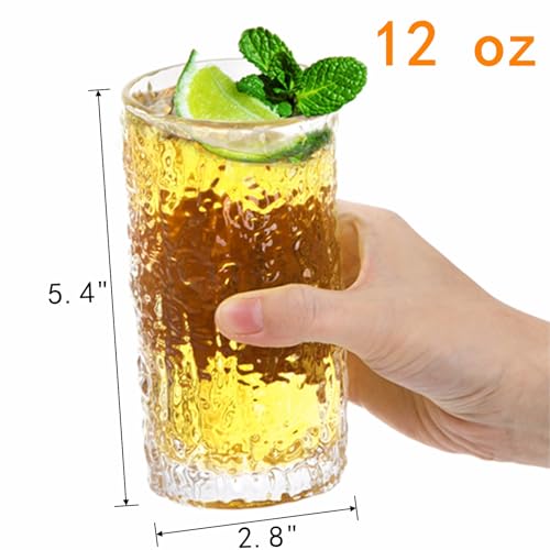 Cididu Textured 12 oz Highball Drinking Glasses Set - Image 2