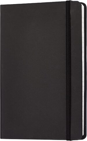 Amazon Basics Classic Hardcover Line Ruled Notebook, Black
