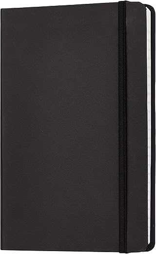 Amazon Basics Classic Hardcover Line Ruled Notebook, Black