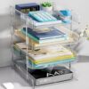 Marbrasse Clear Heightened Stackable Paper Organizer Tray