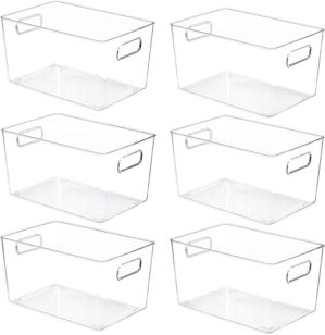YIHONG Clear Pantry Organizer Bins, 6 Pack