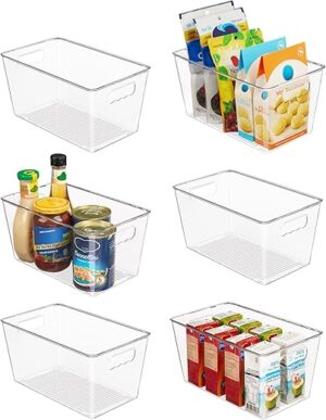 Vtopmart Clear Plastic Pantry Organizer Bins, 6 PCS