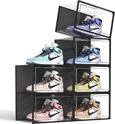 SEE SPRING Clear Plastic Stackable Shoe Organizer, X-Large