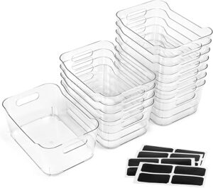 LANDNEOO Clear Plastic Storage Bins, 12 Pack