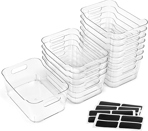 LANDNEOO Clear Plastic Storage Bins, 12 Pack